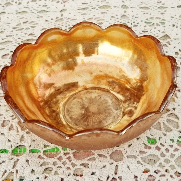 Vintage Peach Luster Carnaval Glass Bowl